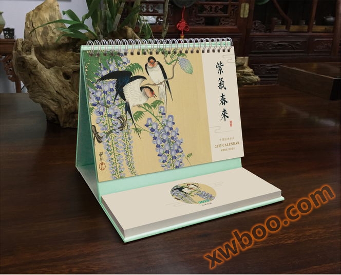 2023 králík rok kalendář na zakázku kalendář design na zakázku LOGO-fialový plyn na jaře